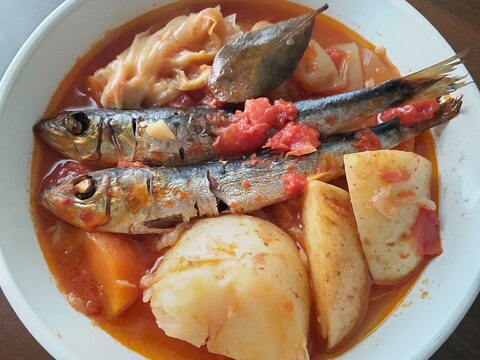 鰯の丸干しがご馳走に♪鰯の丸干しのまるごとトマト煮